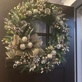 NNETM Christmas Wreath with Pine Cones and White Berries
