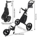 NNETM Quick-Fold 3-Wheel Golf Push Cart Black
