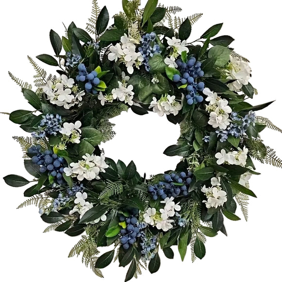 NNETM Christmas Wreath Door Hanging Blue White