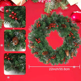 NNETM Classic Christmas Wreath with Pine Cones and Berries