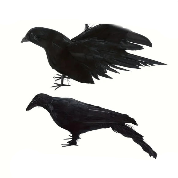 NNETM Crow Decorations with Spread Wings (2pcs)