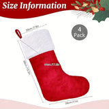 NNETM Classic Christmas Stockings Polyester Velvet Tube Socks (4pc)
