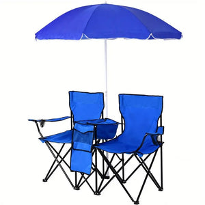NNETM Double Camping Chair with Umbrella and Cooler