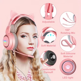 NNETM Cat Ear Gaming Headphones with RGB Lights