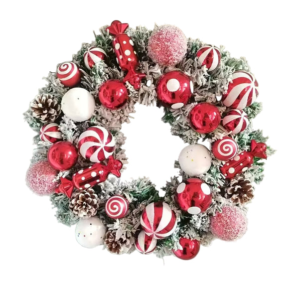 NNETM Classic Flocked Christmas Wreath Door & Wall Decor