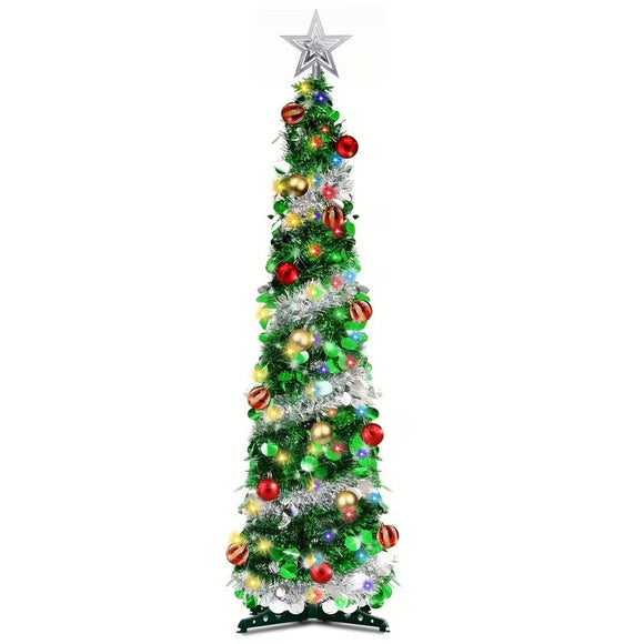 NNETM Foldable Metallic Christmas Tree