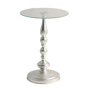 NNETM Corner Table Round Minimalist Side Table (Silvery)