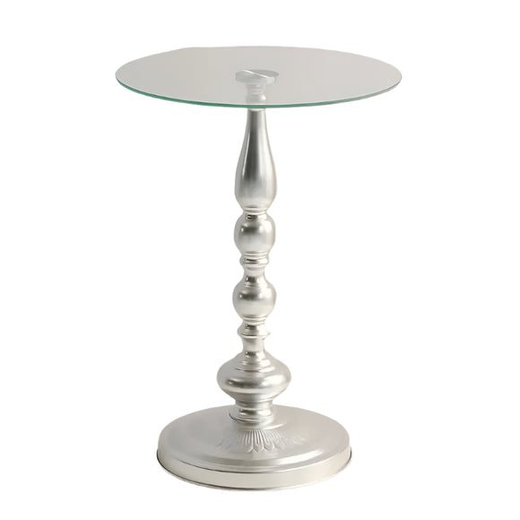 NNETM Corner Table Round Minimalist Side Table (Silvery)