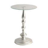 NNETM Corner Table Round Minimalist Side Table (Silvery)