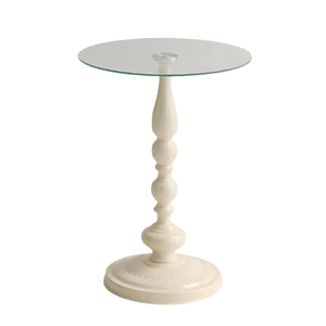 NNETM Corner Table Round Minimalist Side Table (Milky White)