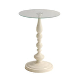 NNETM Corner Table Round Minimalist Side Table (Milky White)