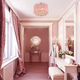 NNETM Crystal Chandelier Flush Mount Ceiling Light