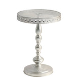 NNETM Corner Table Round Minimalist Side Table (Silvery + Lace)
