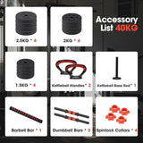 NNETM 7-in-1 Adjustable Dumbbell and Barbell Weight Set