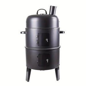 NNETM Charcoal BBQ Smoker Cast Iron Grill with Lid