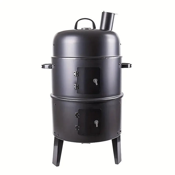 NNETM Charcoal BBQ Smoker Cast Iron Grill with Lid