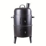 NNETM Charcoal BBQ Smoker Cast Iron Grill with Lid