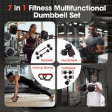 NNETM 7-in-1 Adjustable Dumbbell and Barbell Weight Set