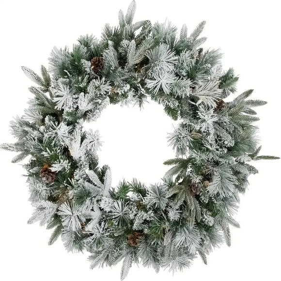 NNETM Christmas Wreath with Snowy Pine Cones