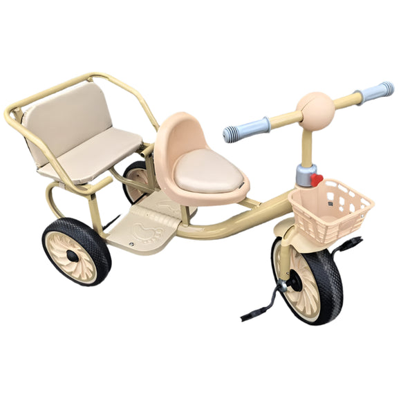 NNETM Kids Double Tricycle Pedal Push Ride-On Cart