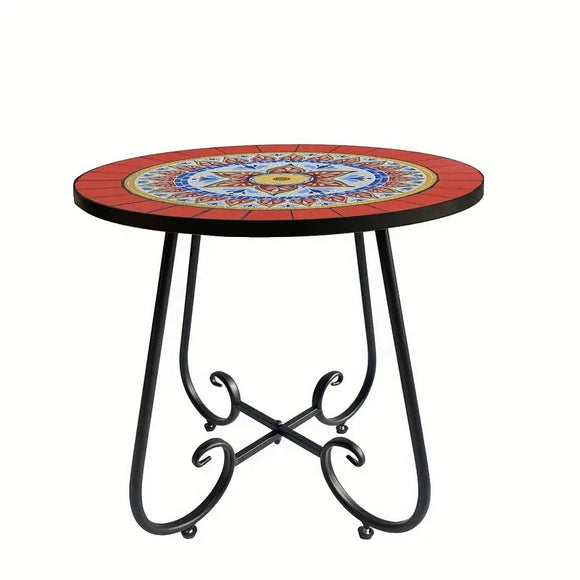 NNETM Daisy Mosaic Ceramic Tile Patio Table