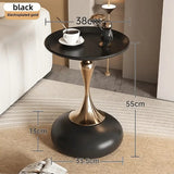 NNETM Round Side Table for Living Spaces (Black)