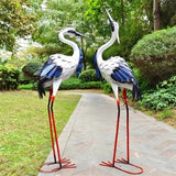 NNETM Crane Statues Iron Garden Decor (2pcs)