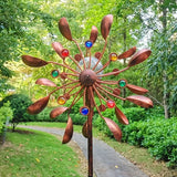 NNETM Solar Powered Metal Wind Spinner with LED Lights