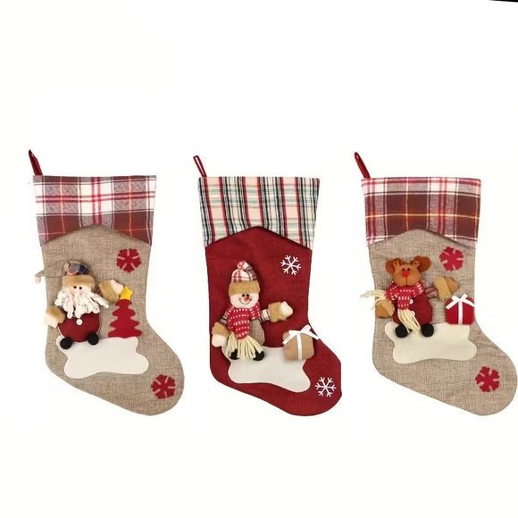 NNETM Classic Christmas Stocking Set Polyester Decor (3pcs)