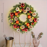 NNETM Pre-Lit Christmas Door Wreath LED Decor