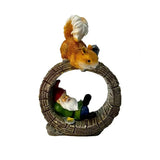NNETM Solar Squirrel Elf Garden Statue Light with Wireless Charging