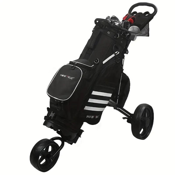 NNETM Quick-Fold 3-Wheel Golf Push Cart Black