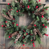 NNETM All-Season Christmas Door Wreath Pine Cones & Berries