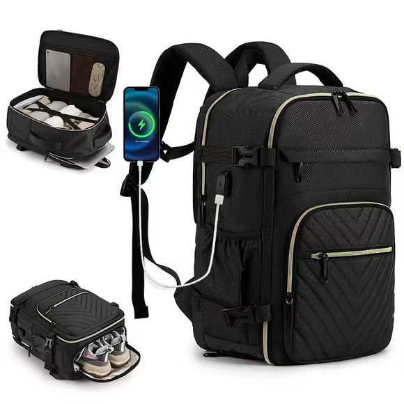 NNETM Women’s Large Capacity Laptop Backpack with USB & Shoe Compartment