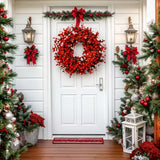 NNETM Red Berry & Eucalyptus Christmas Wreath Door Decoration