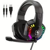 NNETM Wired Gaming Headset with RGB Lights and Noise Cancelling Mic