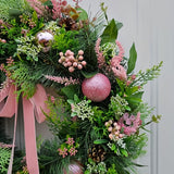 NNETM Pastel Pink & Green Christmas Door Wreath
