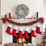 NNETM Classic Christmas Stockings Polyester Velvet Tube Socks (4pc)