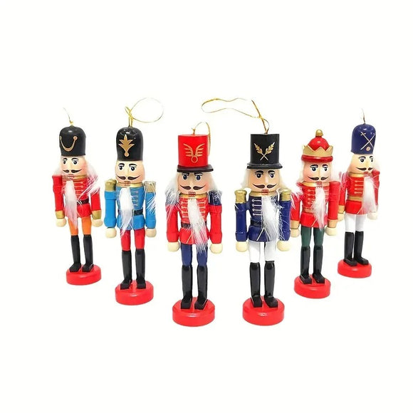 NNETM Christmas Nutcracker Ornament Wooden Figures (Set 6-Piece)