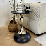 NNETM Round Side Table for Living Spaces (Black)