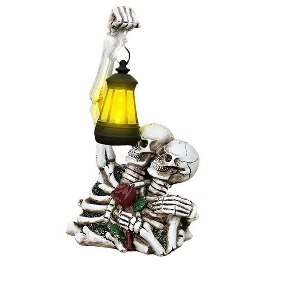 NNETM Solar Couple Skull Lantern Statue
