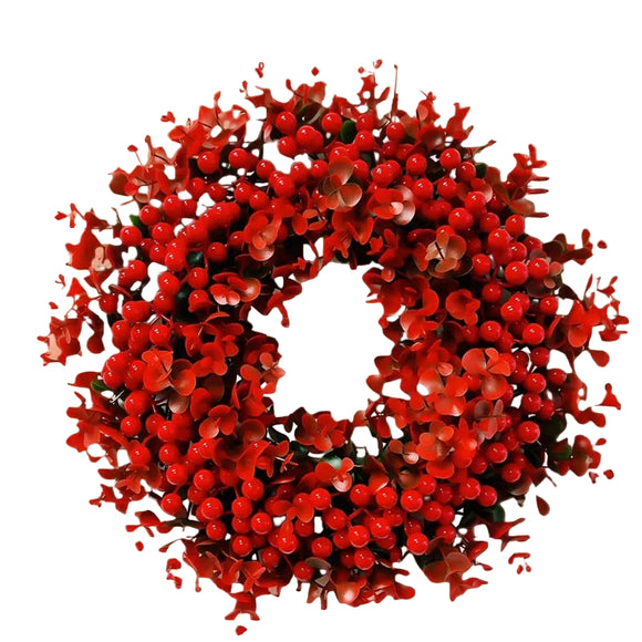 NNETM Red Berry & Eucalyptus Christmas Wreath Door Decoration
