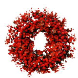 NNETM Red Berry & Eucalyptus Christmas Wreath Door Decoration