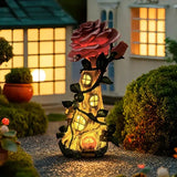 NNETM Rose House Solar Light Outdoor Resin Decoration