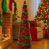 NNETM Red Green Sequin Tinsel Christmas Tree