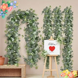 NNETM Christmas Garland with 14pcs Faux Greenery Vine Decor