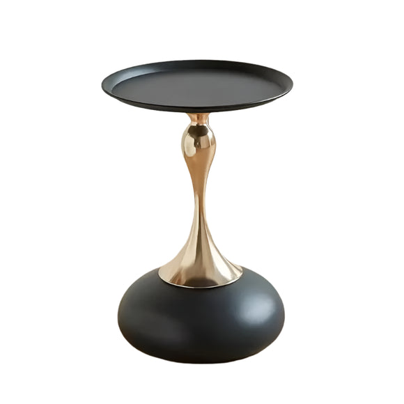 NNETM Round Side Table for Living Spaces (Black)