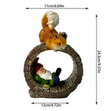 NNETM Solar Squirrel Elf Garden Statue Light with Wireless Charging