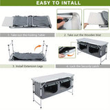 NNETM Folding Aluminum Table with Storage Cabinet