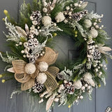NNETM Christmas Pine Wreath with Cones and Ribbon